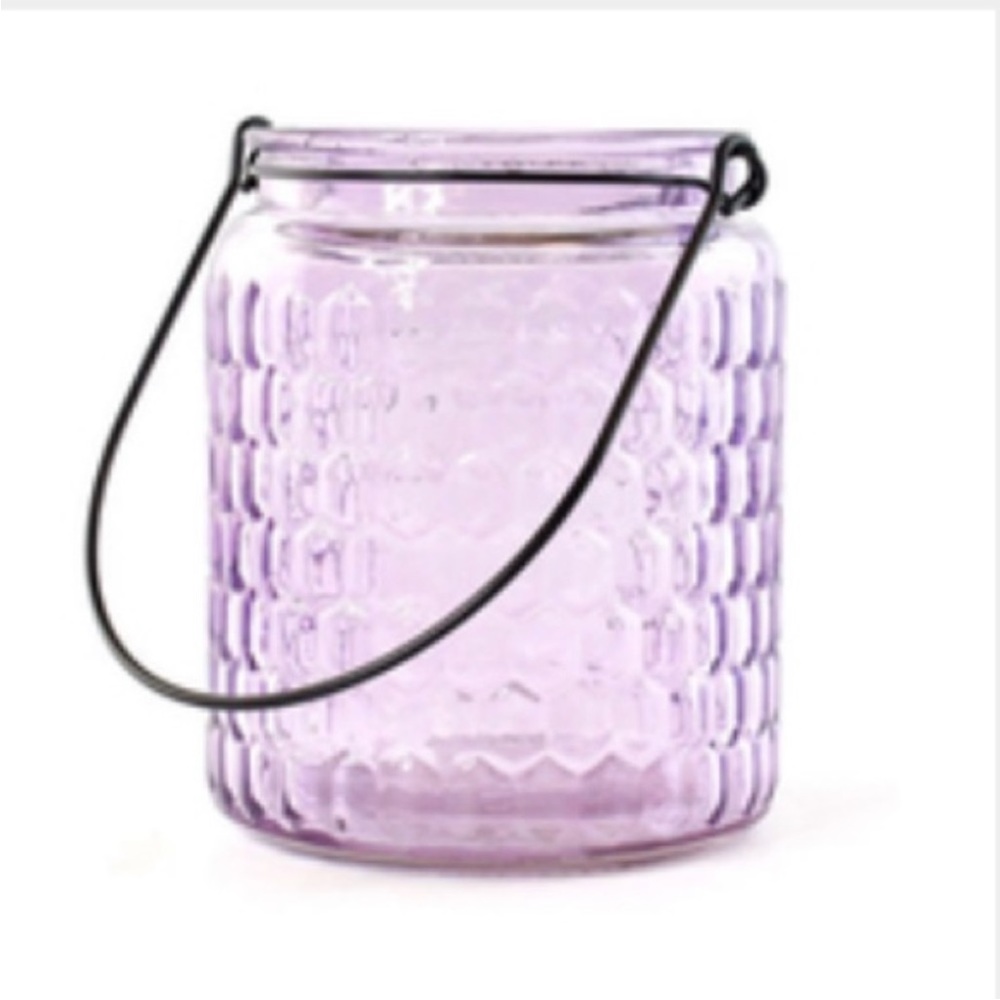EightMood Alsace Honeycomb Glass Open Lantern Iron Handle Purple Lavender